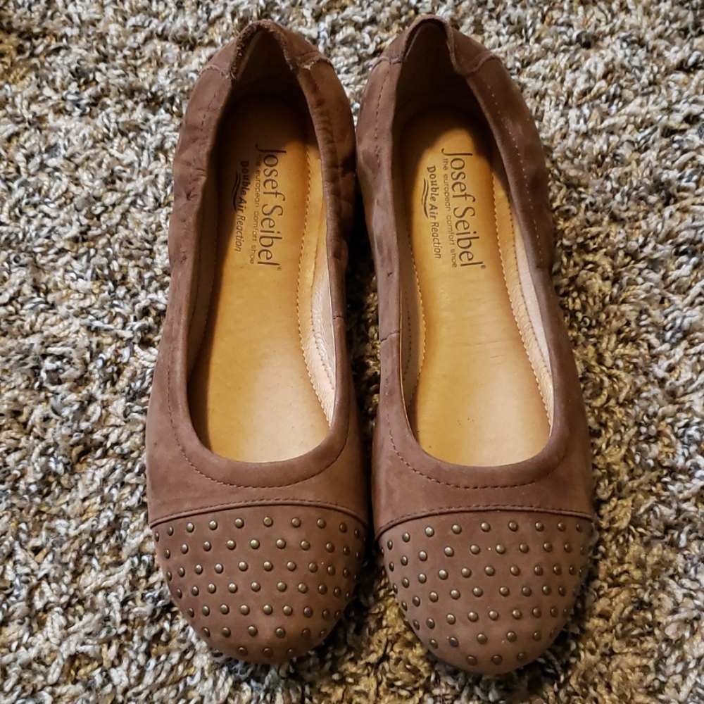 Josef Seibel brown suede leather flats, size 6